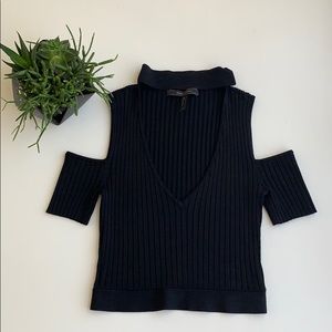 BCBGMAXAZRIA Ribbed Choker Crop Top